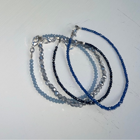 blue and silver bangle bracelet stackable set of 4 - Picture 2 of 5